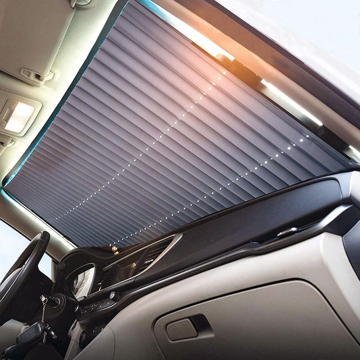 Housse de pare-soleil de voiture Pare-soleil rétractable automatique  Protection solaire pour vitre avant de voiture Pare-brise Pare-soleil Ns2
