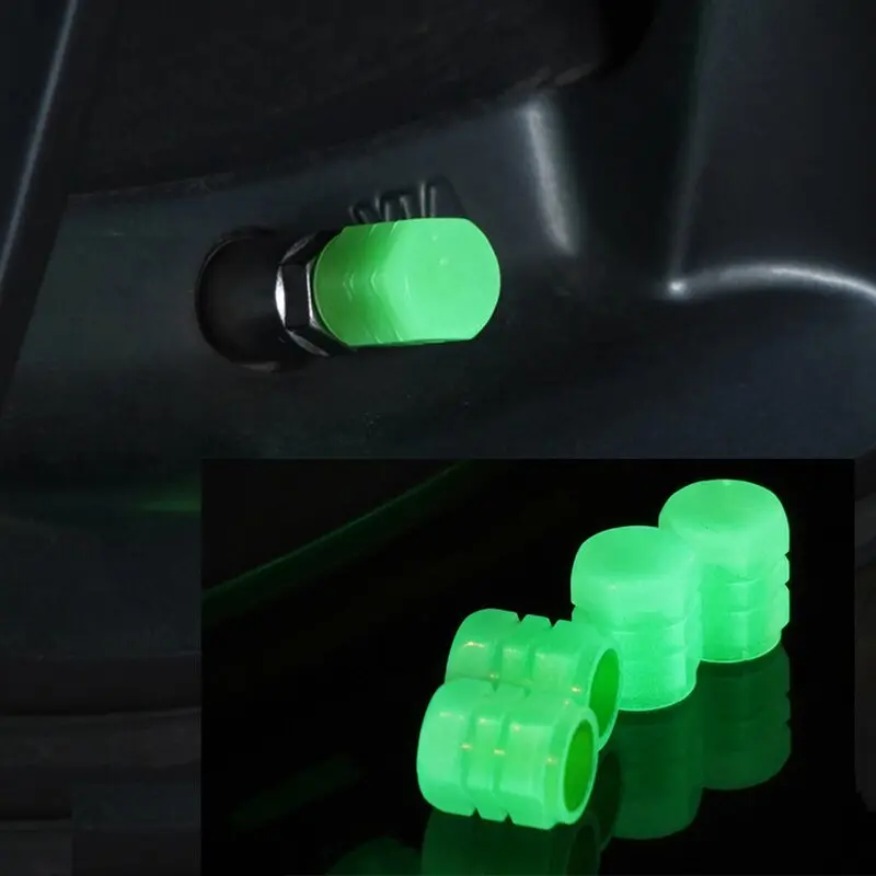 Capuchon de Valve de pneu de voiture Fluorescent universel, 4 pièces,  capuchon lumineux de tige de pneu de moto électrique - AliExpress